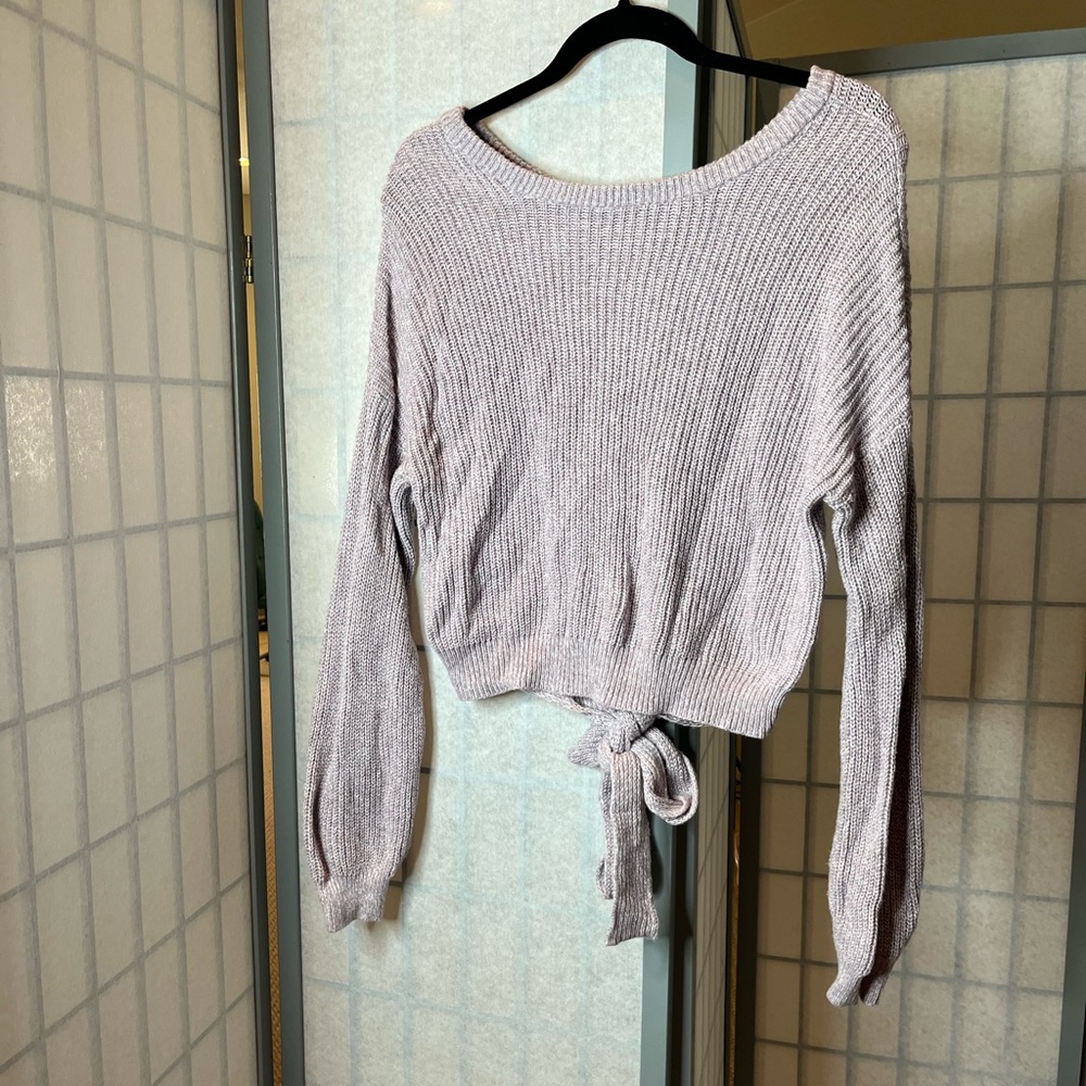 Hollister lavender sweater with tie in back